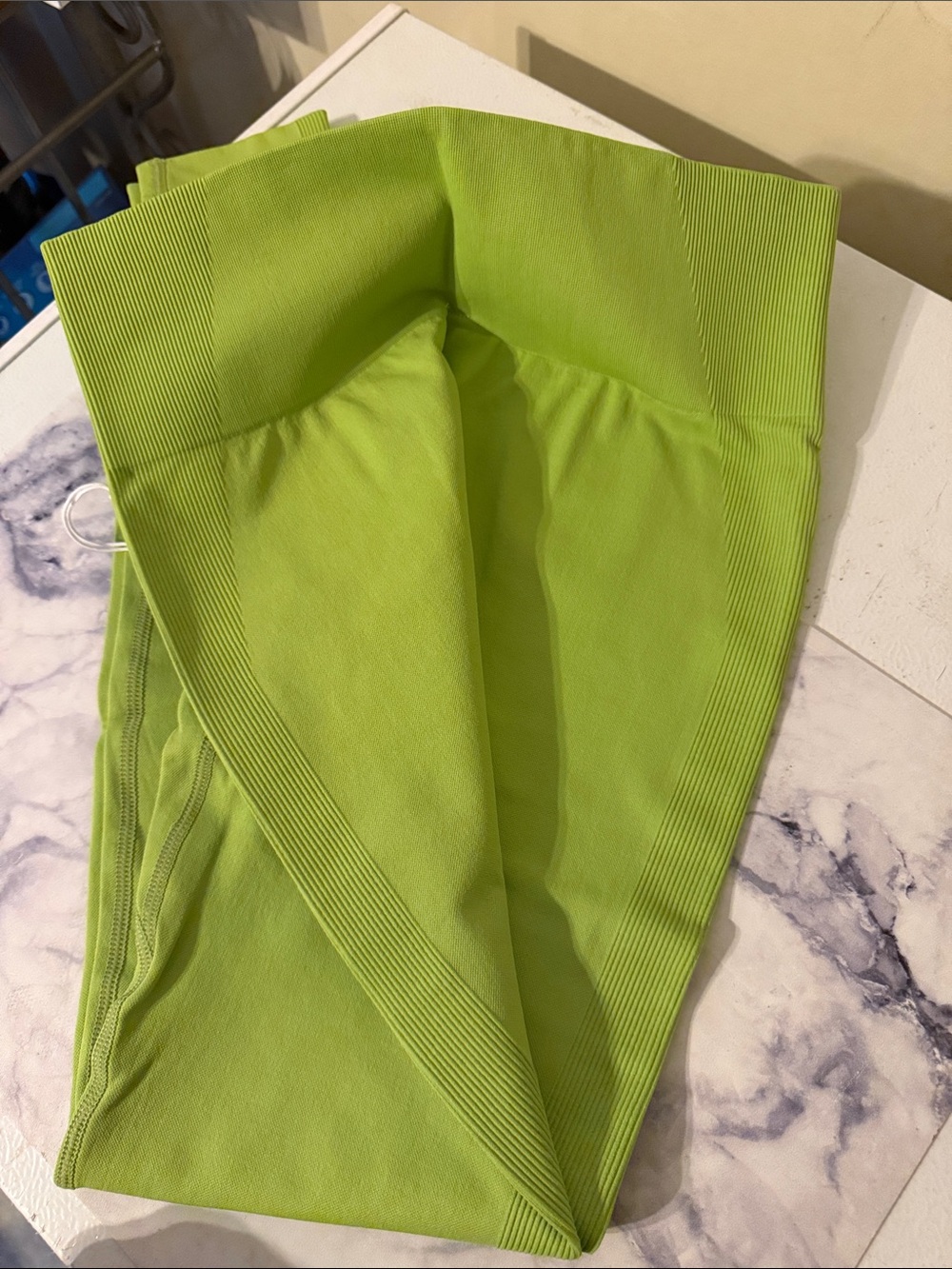 Cream Yoga High-Waist Lime Green Leggings - Picture 3 of 4